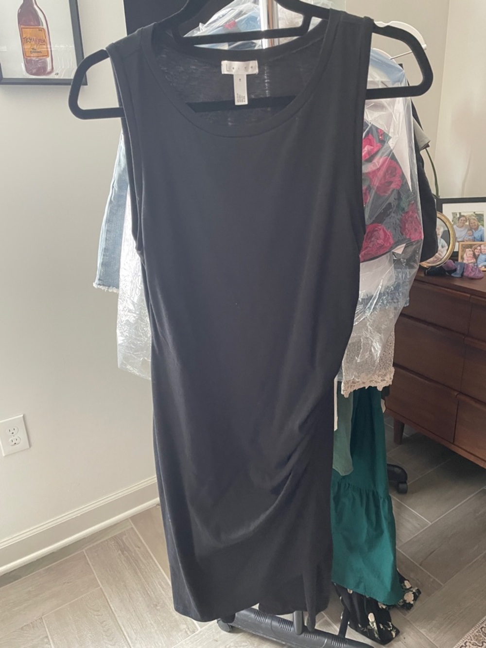 Leith Black Sleeveless Midi Sheath Dress